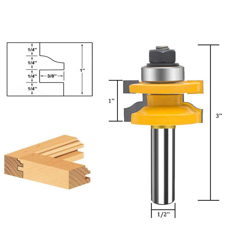 TATAIWAIN 1/2-Inch Shank 3 Bit Raised Panel Cabinet Door Router Bit Set Back-Cutter Panel Bits, Door Cabinet Drawer Cutter, Router Bits Sets Wood CNC Milling Tool for Woodworking(3)