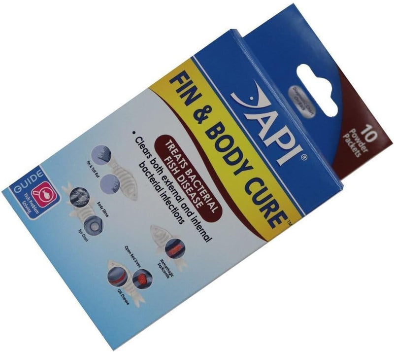 API 2 Pack of Fin and Body Cure Freshwater Fish Medication Powder for Treatment of Bacterial Diseases, Treats Body Slime, Eye Cloud, Fin and Tail Rot, and Gill Disease (10-Count) (2 items)