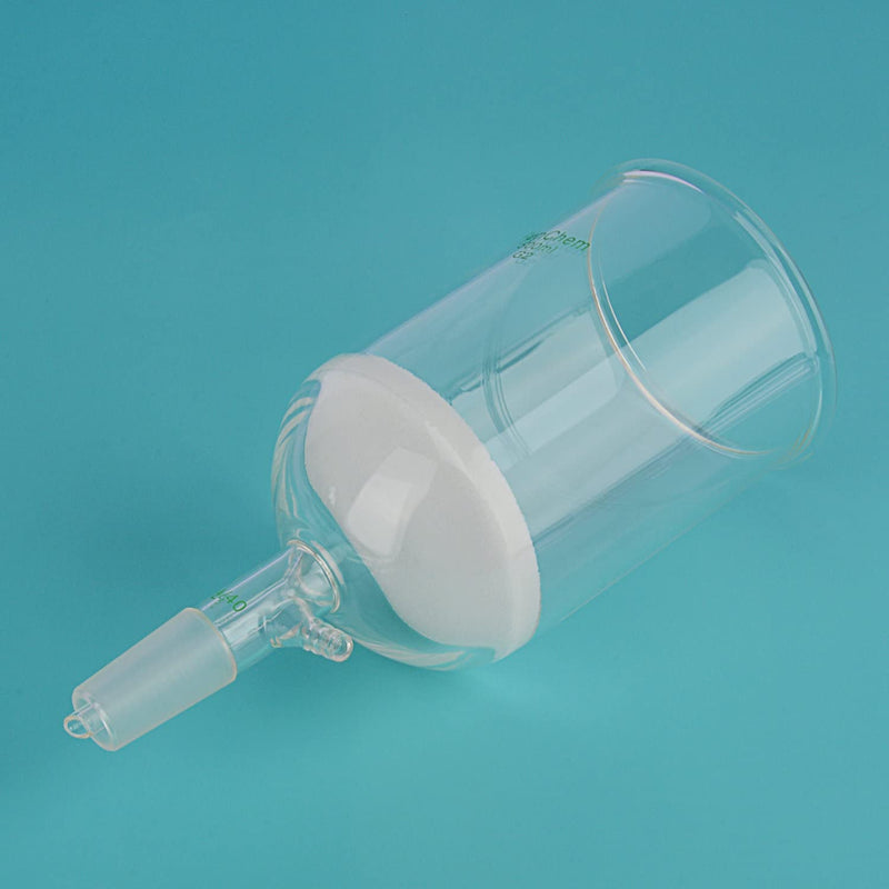 FunChem Buchner Filtering Funnel with Medium Frit (G2), I.D. 94 mm, 100mm Depth, with 24/40 Standard Taper Inner Joint and Vacuum Serrated Tubulation, 500 mL 500.0 milliliters Round 1 YQ-BuchnerFilter-G2-Vac