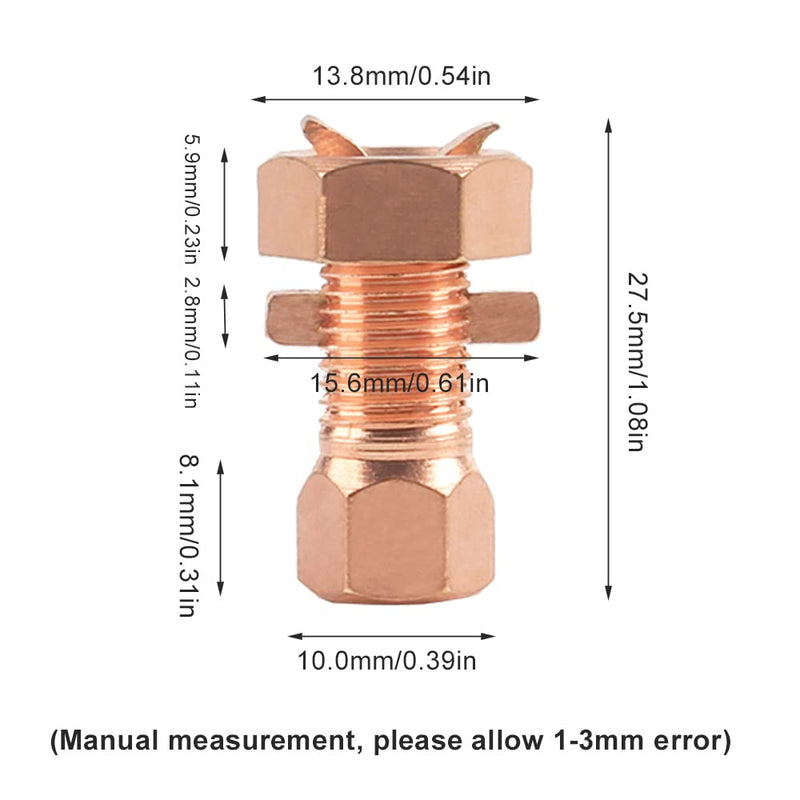 6PCS Split Bolt Connector Copper Grounding Clamps for Completing Ground Bonding to Bare Wires TJ-10