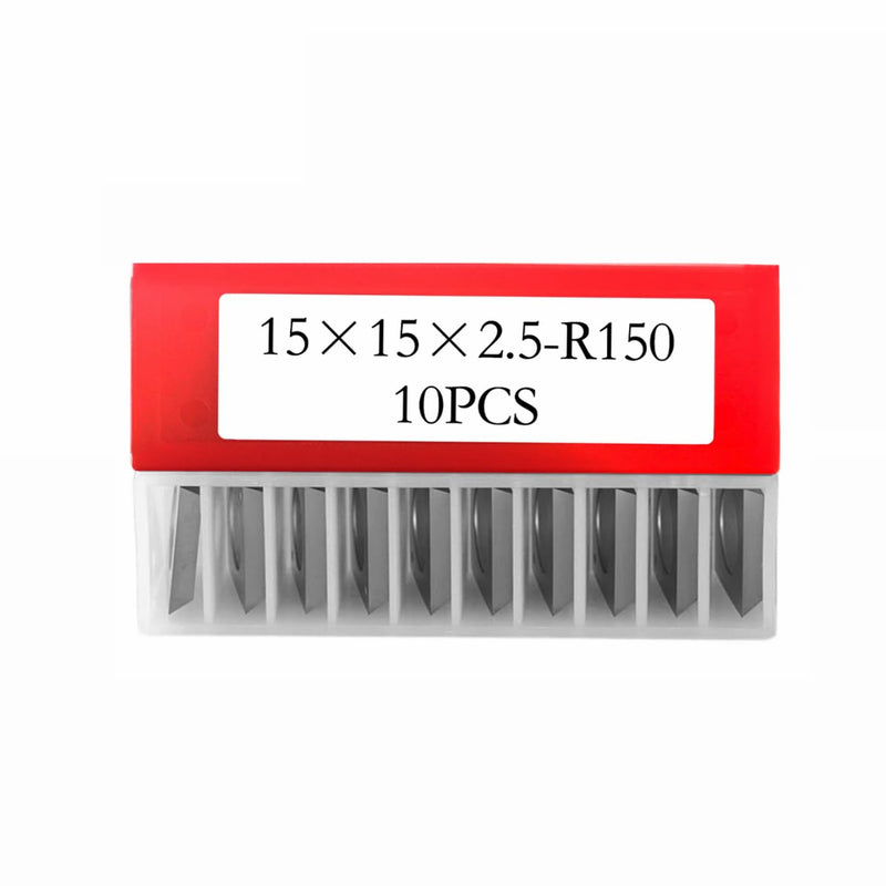 10 Pcs Square Carbide Inserts Knives for Planer Helical Cutterhead, 15x15x2.5mm 30° Angle R150 Radius Woodturning Tool Replacement 15x15x2.5-30-R150
