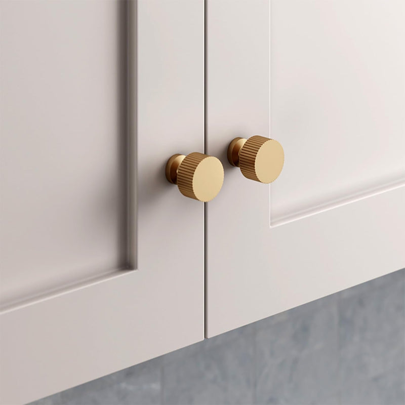 RZDEAL 6pcs Solid Brass Cabinet Knobs Pulls Cabinet Drawer Dresser Gold Knobs Modern Handles Knobs(1"x1"/25mmx25mm),Brushed Brass Finish 6 1 Inch