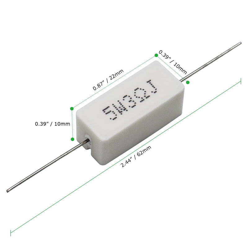 Cement Resistor,10 PCS 5W 3 Ohm 5% Axial Lead Wire Resistor White Wound Fixed Ceramic Resistors Wirewound Power Flame Heat Moisture Resistance Precharge Horizontal 5W 3ΩJ