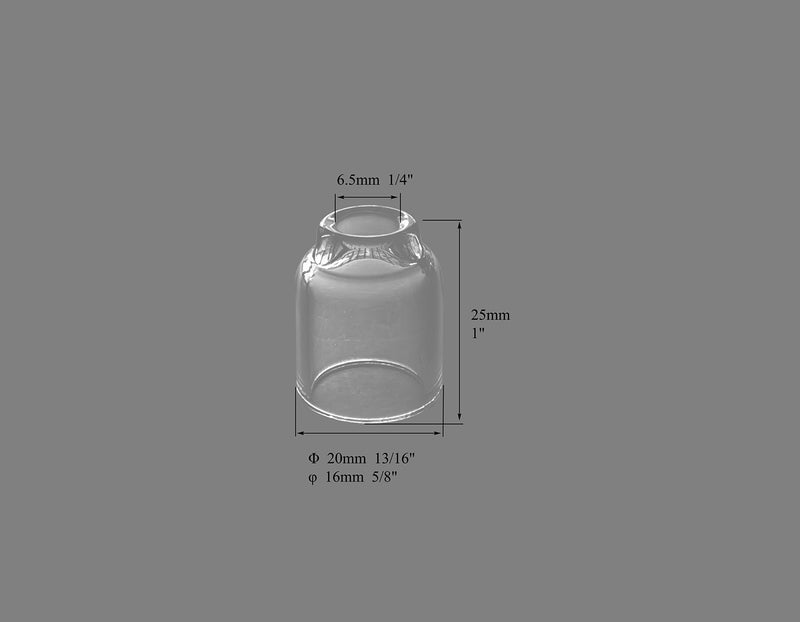 RIVERWELD TIG Glass Cups Clear Quartz Nozzle 53N58 4# 1/4", 53N59 5# 5/16", 53N60 6# 3/8", 53N61 7# 7/16" 11.0mm, 53N61S 8# 1/2" 12.5mm for SR WP 9 17 18 20 25 26 TIG Welding Torch 5pcs