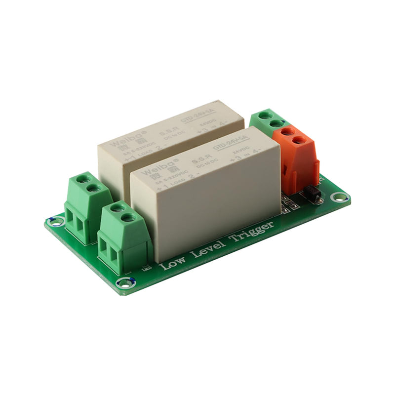 24V 2 Channel Solid State Relay Module, Low Level Trigger, 5A DC Control for Raspberry Pi 2 Channel 24V