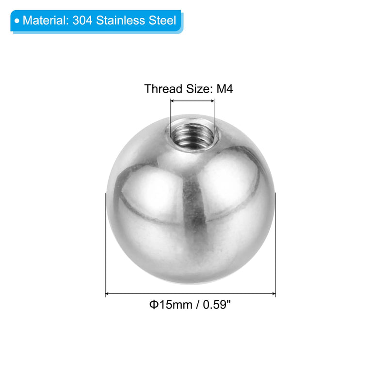 PATIKIL M4x15mm Ball Nuts Knob, 3 Pack Female Thread 304 Stainless Steel Round Blind Hole Screw Cap Cover for Lighting Machinery DIY Decoration, Silver