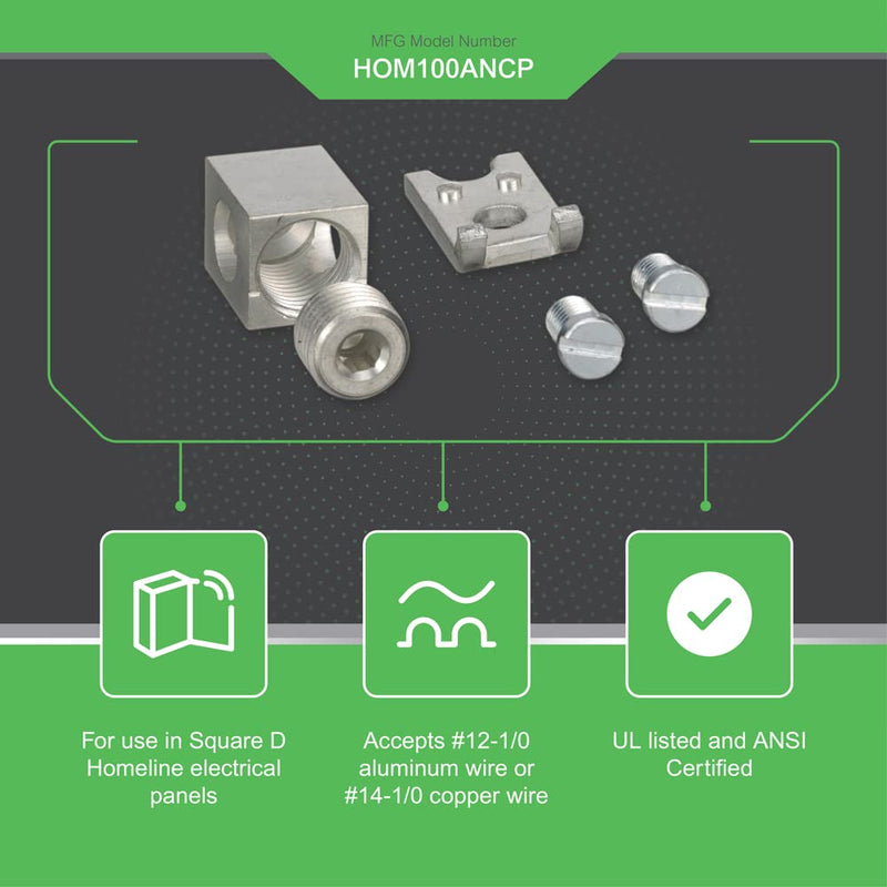 Square D by Schneider Electric HOM100ANCP Square D Hom100An Neutral Lug Kit, for Use with Load Centers, 100 A
