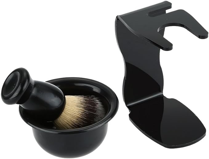 Shave Brush Kit 3 in 1 Modern Design Acrylic Shaving Set Frame Basic Shaving Soap Bowl Hair Shaving Brush Shaving Razor Shave Clean - NewNest Australia