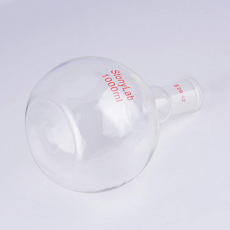 stonylab Heavy Wall Single Neck Borosilicate Glass Flat Bottom Boiling Flask, with 29/42 Standard Taper Outer Joint, 1000ml 1000 ml