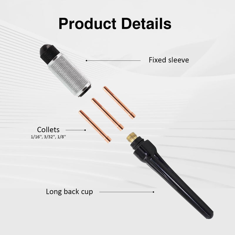 TIG Tungsten Manual Sharpener Holder TIG Collet and Long Back Cup Set TIG Grinding Set