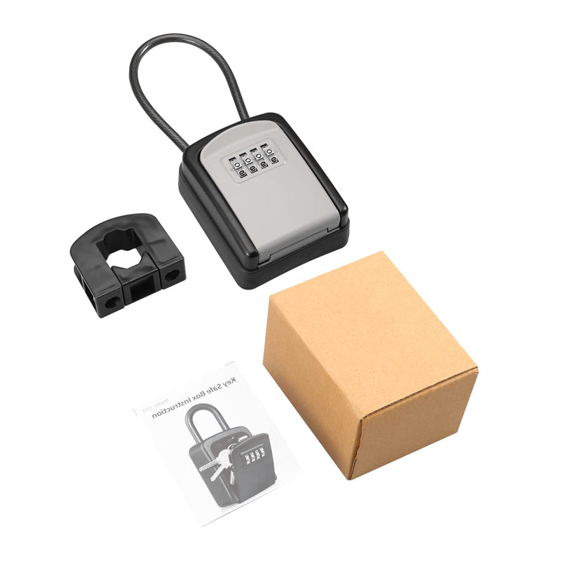 ORIA Key Lock Box, Resettable Key Storage Lock Box with Removable Buckle, Key Safe Lock Box Waterproof with 4 Digit Combination, 5 Keys Capacity for Home, Indoor, Outdoor, Lever Handles