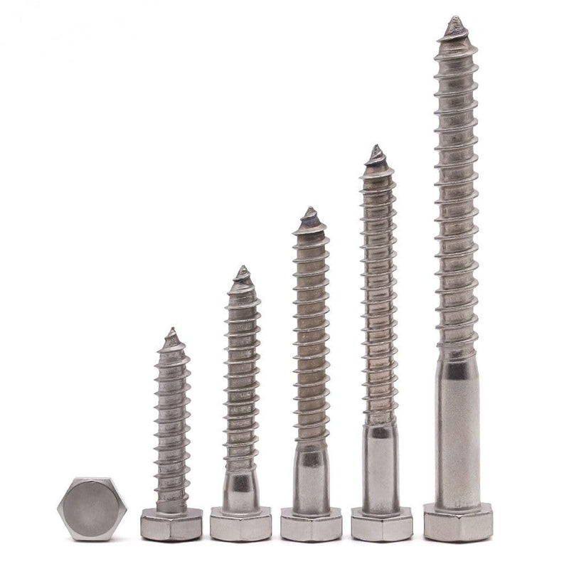 M8 x 65mm Hex Lag Screws, 304 Stainless Steel 18-8, Partial Thread Coverage, 10 pcs M8 x 65mm