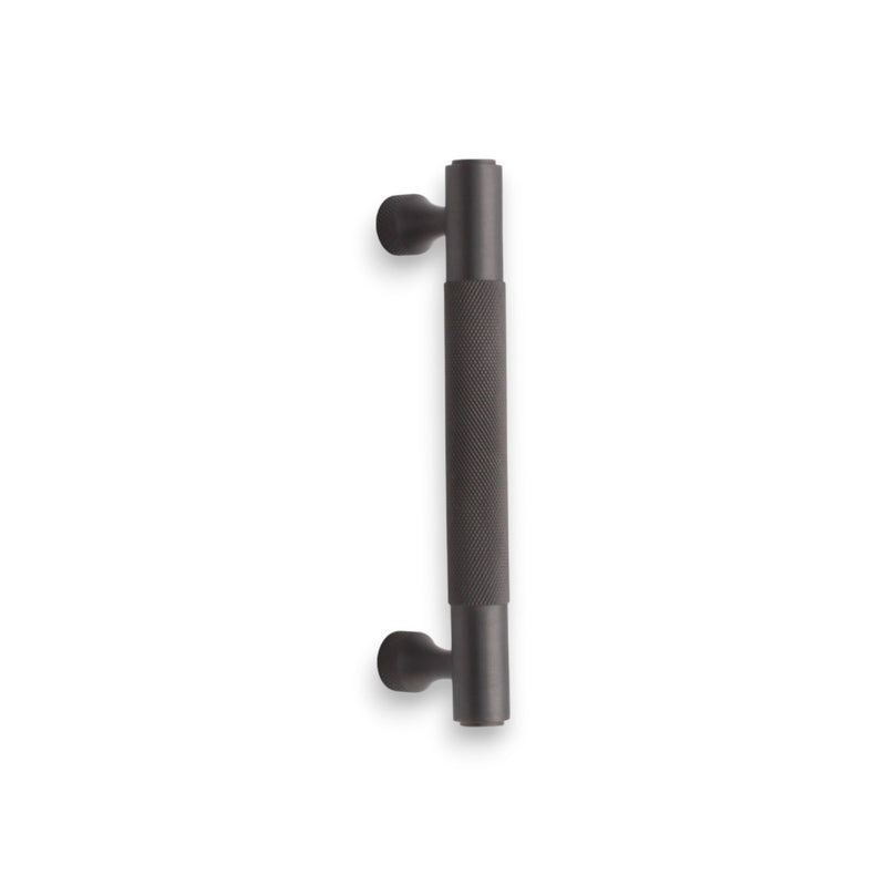 Infinity Decor Pack of 2 Solid Brass Knurled Pattern T Bar Cabinet Drawer Handles Gunmetal Grey Cupboard Pulls 160mm – for Interior Cabinet and Drawer