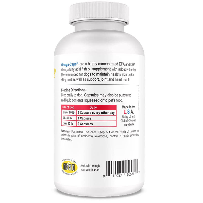 Omega-Caps High Potency Snip Tips for Medium to Large Breeds-Vet Formulated for Healthy Radiant Skin & Coat. Contains Omega 3 for Joint & Immune System Support, Easy to Dose Soft Gel Capsules 250 CT. Medium & Large Dogs 250 Capsules - PawsPlanet Australia