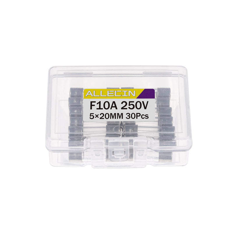 10A 250V 5x20MM Fast Blow Glass Fuse 10 Amp 250 Volt 0.2 x 0.78 Inch Fast-Acting Tube Fuses F10AL250V (Pack of 30Pcs) F10A