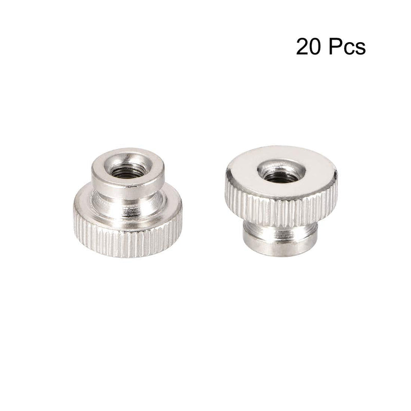 uxcell Knurled Thumb Nuts, 20Pcs M4x0.7mm Iron Round Knobs Fasteners for 3D Printer Parts, Silver Tone M4