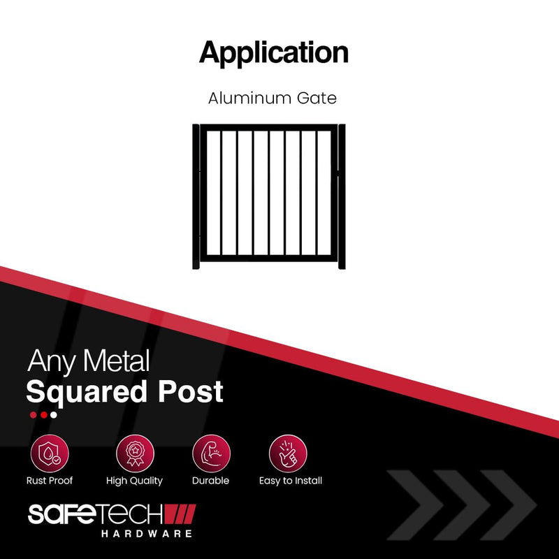Safetech Hardware Magnetic Side Pull Gate Latch | General Purpose Magnetic Gate Latch for Aluminum/Metal Fences | Industrial Strength Self-Latching Fence Pull SLG-150KB - Black