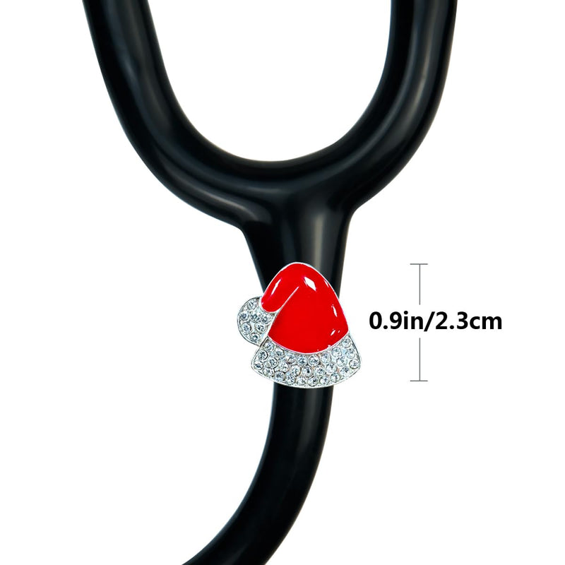 2 Pack Bling Santa Hat Stethoscope Charms, Christmas Hat Stethoscope Tag for Doctor Nurse