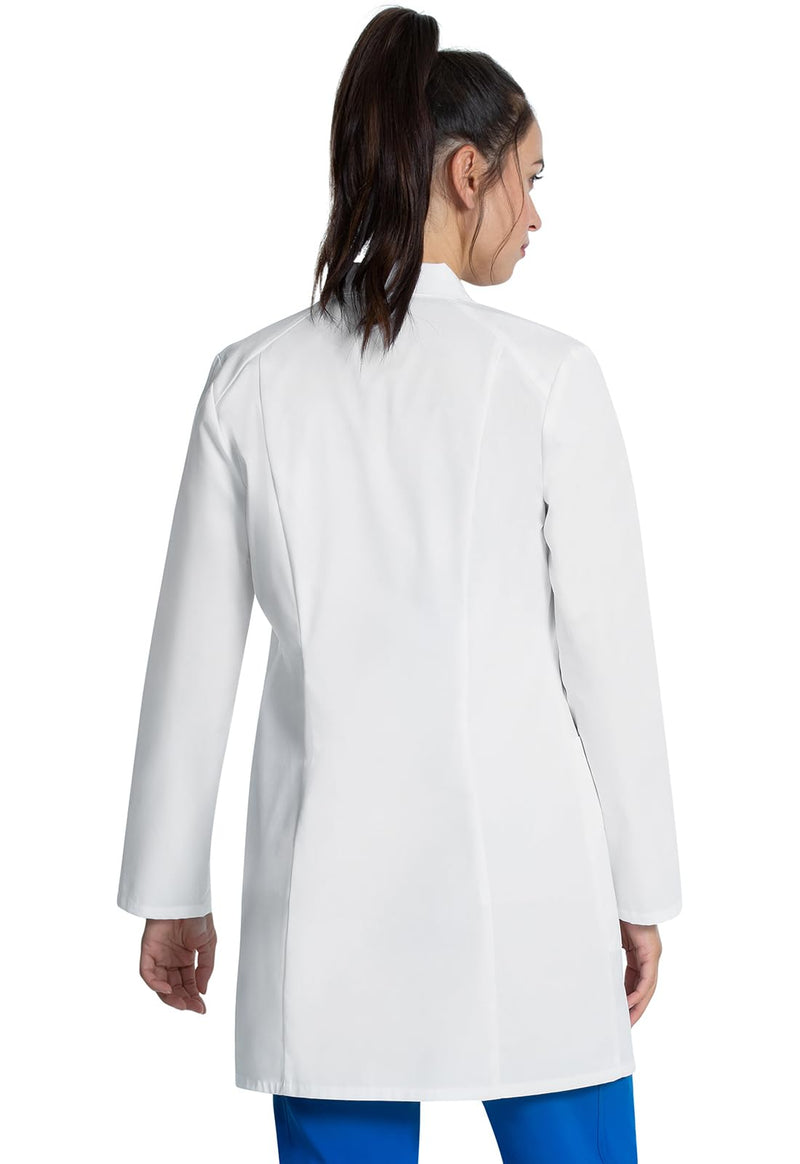 Cherokee Women's Lab Coat Modern Classic Fit 33" Doctors Coat with 3 Pockets CK452 Medium White