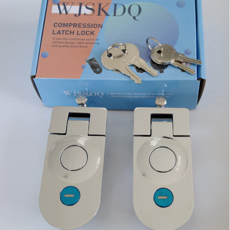 2 Pack Compression Latch Lock Flush Mount Trigger Latch Adjustable Sealed Large Lever Hand Operated Key Locking Silver