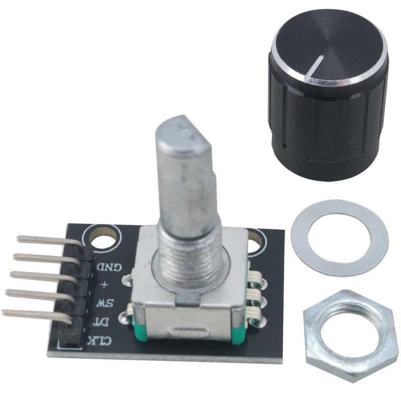 2PCS 31x19x29mm Black 360 Degree Rotary Encoder Module KY-040 with Knob Cover Suitable for Microcontrollers