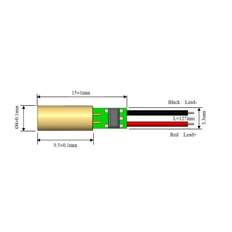 Red Dot Tiny Laser Module VLM-650-21 LPT (Mini-Size: Dimensions- D4 x 15 mm, Plastic Lens)