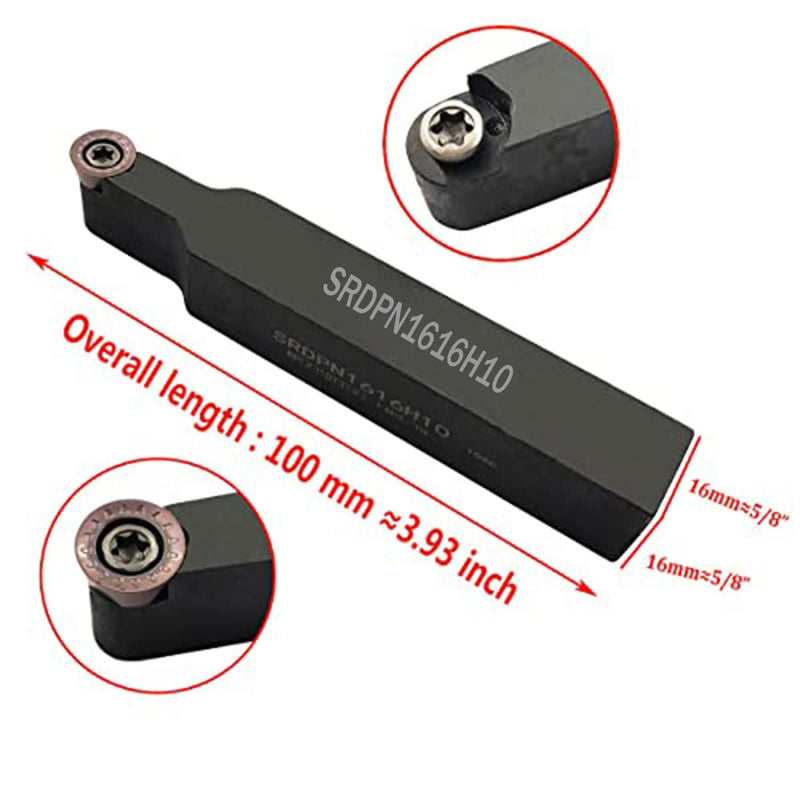 11pcs RPMT10T3 MOE R5 Indexable Carbide Milling Inserts Blade Milling Cutter with 5/8"/16mm SRDPN1616H10 Indexable Carbide Milling Tool Holder Metal Lathe Cutting Tools