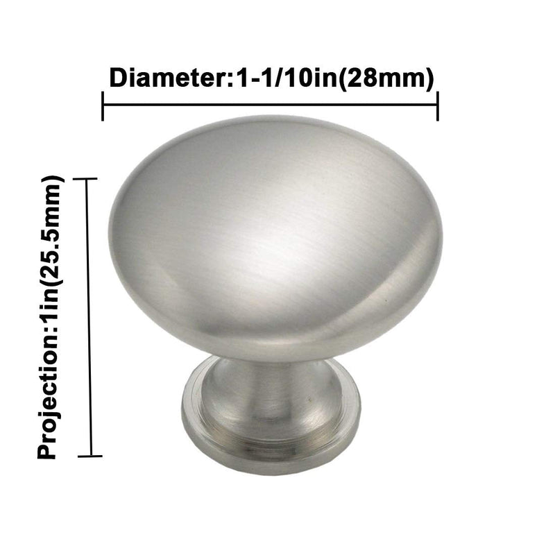 homdiy 10 Pack Brushed Nickel Cabinet Knobs, Single Hole Dresser Pulls, Satin Nickel Knobs, Cupboard Knobs, Silver Hardware for Door, Kitchen and Drawer