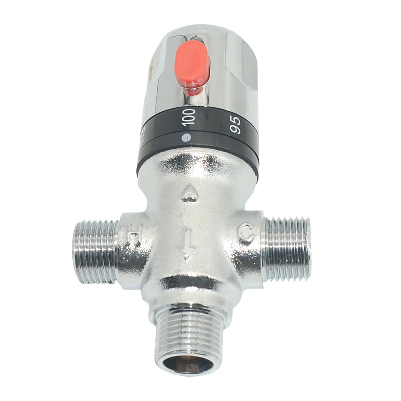 Thermostatic Mixing Valve,Solid Brass- Golden Thermostatic Shower Valve,1/2" NPT Thread Water Heater Mixing Valve for bathroom showers, solar systems and kitchen faucets,etc. (Silver) Silver
