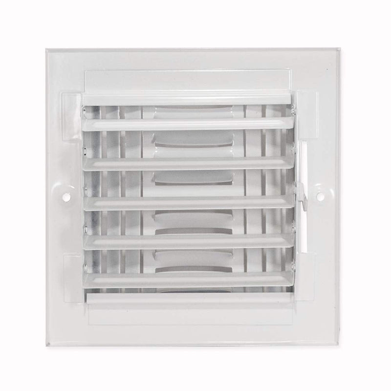 EZ-FLO 6 x 6 Inch (Duct Opening) Air Vent Cover for Wall or Ceiling, Four-Way Ventilation Register, Solid Steel HVAC Register Cover, White, 61617 6 in. x 6 in.