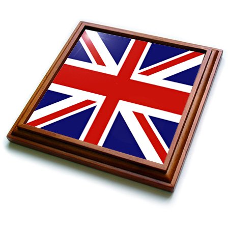 3dRose Union Jack Old British Naval Flag Trivet with Ceramic Tile, 8 by 8", Brown