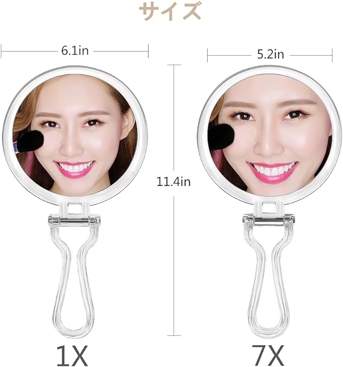 Cheftick Double Sided Makeup Mirror, Double Sided 7x and Equal Magnification 7x Magnifier Foldable Makeup Mirror, Round (M) - NewNest Australia