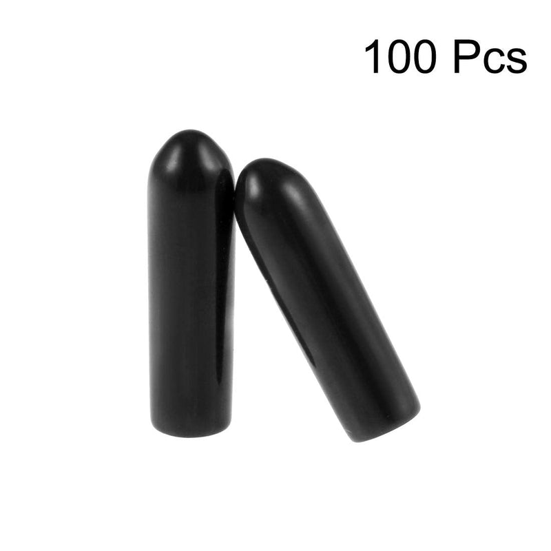 uxcell 100pcs Rubber End Caps 3mm ID Vinyl Round Tube Bolt Cap Cover Screw Thread Protectors Black