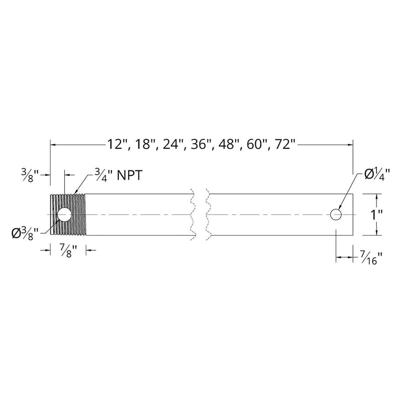 12in Ceiling Fan Extension Downrod in Matte Black 12in Downrod