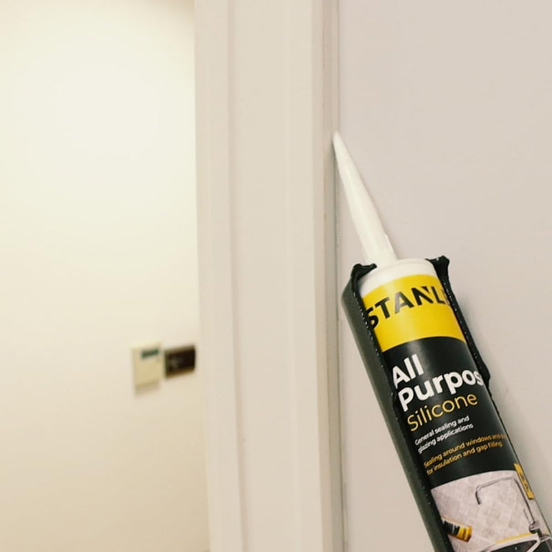 Stanley All Purpose RTV Silicone Sealant - 2x10.1 fl. oz. Gray, Window and Door Caulk,%100 Silicone Waterproof and Flexible Sealar for Kitchen & Bathroom, Cartridge, 2 Pack Grey