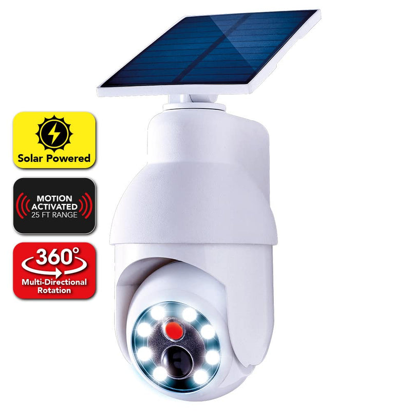Ontel Handy Brite Security 360 LED Light, 360-Degree Fake Security Camera with 8 Super-Bright LED Lights, Weather-Resistant Motion Sensor Light for Home Security, Solar-Powered Outdoor Light