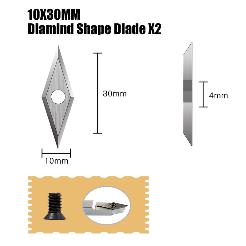 16Pcs Tungsten Carbide Cutters Inserts Set for Wood Lathe Turning Tools(Include 11mm Square with Radius,12mm and 8.9mm Round,30x10mm Diamond with Sharp Point),Supplied with Screws 16Pcs Carbide Cutters