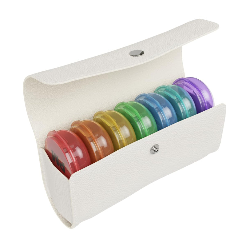 EZY DOSE Weekly (7-Day) AM/PM Pill Case, Medicine Planner, Vitamin Organizer, Pop-Out Compartments, 2 Times a Day, Rainbow Lids, Includes Cream Case, BPA Free Rainbow With Cream Case