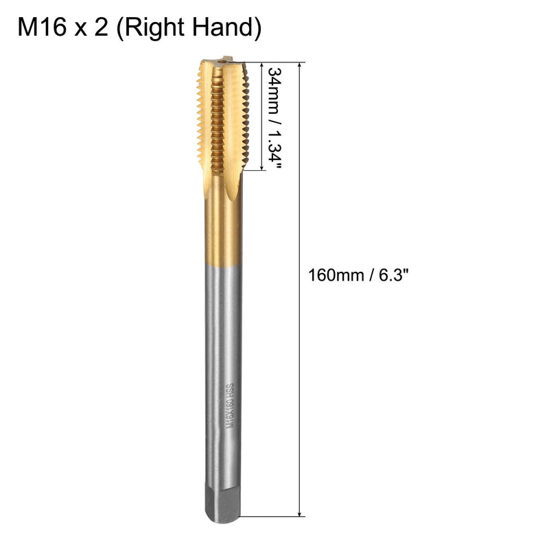 uxcell Metric Thread Tap M16 x 2 H2 160mm Straight Flute Screw Thread Milling Machine Taps Threading Tapping Repair Tool M16 x 2 x 160mm