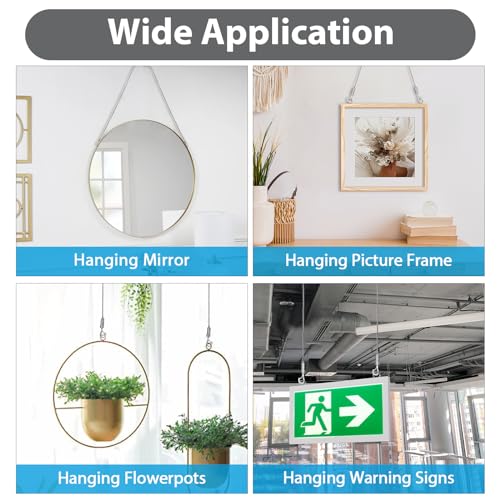 2PCS Adjustable Picture Hanging Wire Kit,Heavy Duty Mirror, Art Frame Hanging Solution,3.3FT Stainless Steel Rope,Supports Up to 66lbs for Hanging Mirrors,Picture,Artwork,Lamps,Basket,Signs 1M2PCS