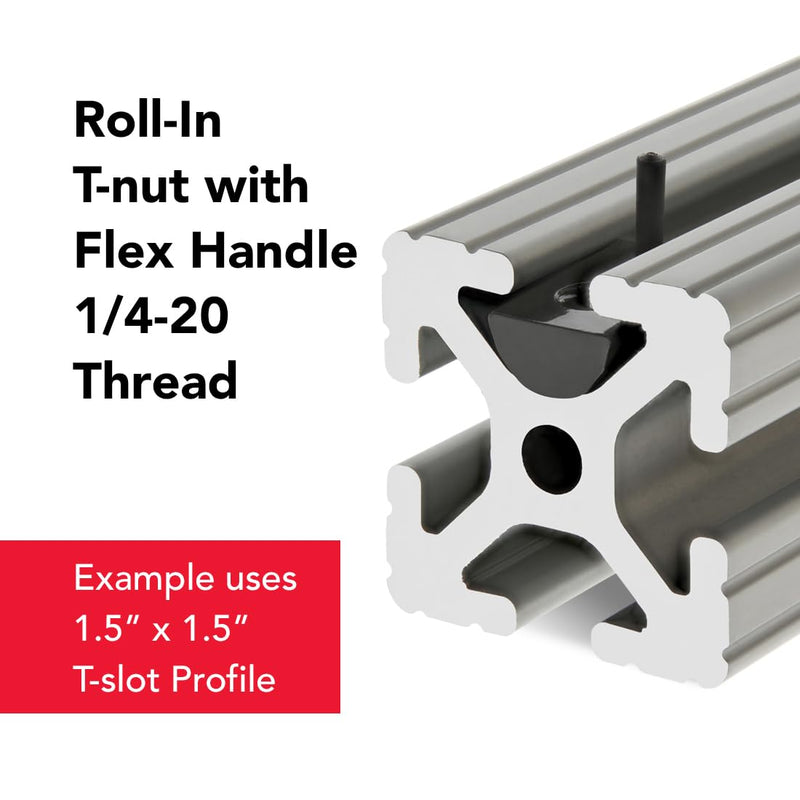 8020, 3283, 15 Series, 1/4-20 Steel Roll in T-Nut with Flex Handle - T Slot Accessories for T Slot 80/20 Aluminum Extrusion - Hardware Nuts (10 Pack) 10