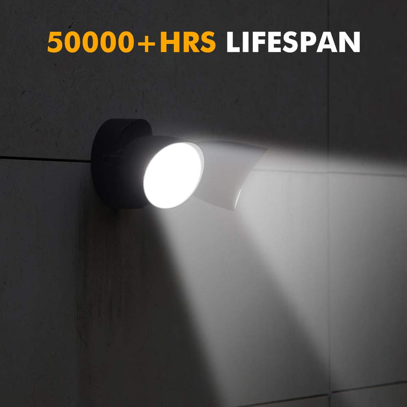 LUTEC 6222B 2500 Lumen 32 Watt 28 LED Dual-Head Floodlight Outdoor, Full Metal Design, Waterproof Exterior Security Wall Light 5000K for Patio, Garden, Yard-Black Black