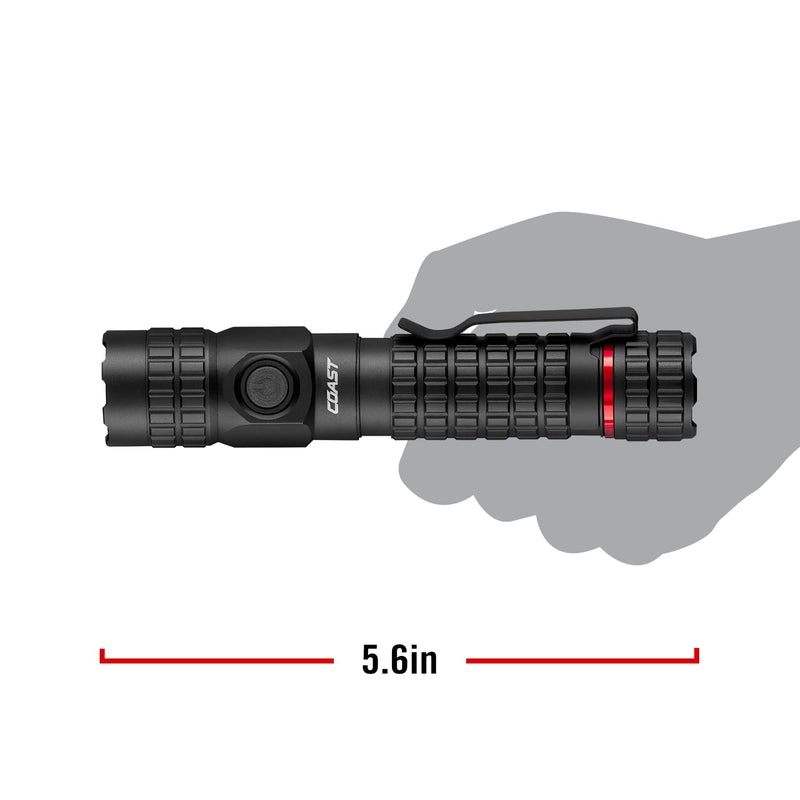 COAST PX200R 2000 Lumen Rechargeable LED Flashlight, TWIST FOCUS, USB-C, 2-Position Pocket Clip