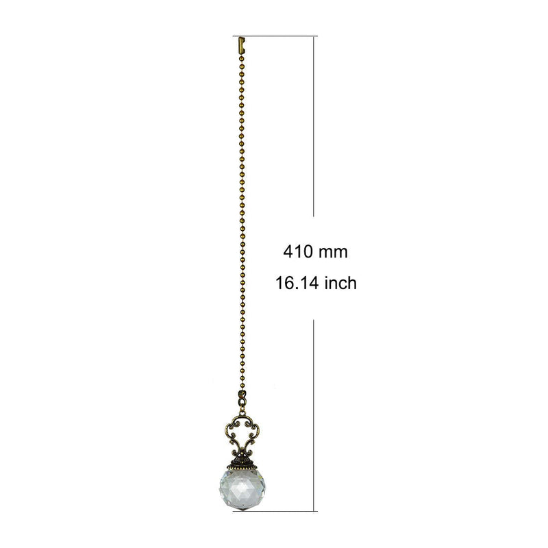 LONGSHENG - SINCE 2001 - Set of 2 Vintage-Style Clear Fan Pull Ceiling Fan Chain Pulls Crystal Prism Ball