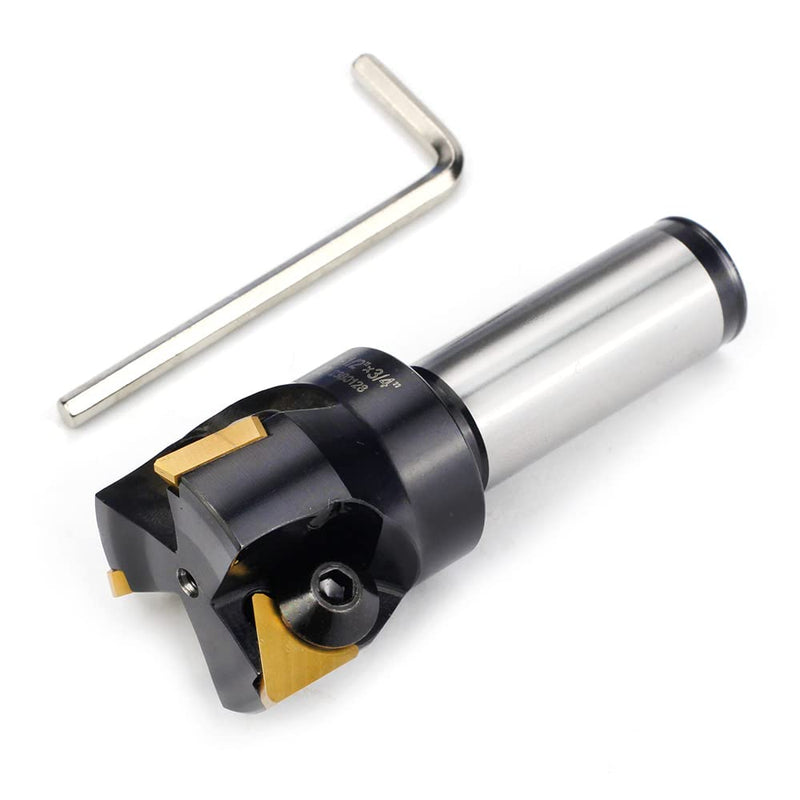 OSCARBIDE Indexable End Mill 3/4''Straight Shank,1-1/2'' Cutting Diameter, 3-1/2"Overall Length,TP32,3 Flutes with 3 Pcs TPCN32PDTR Tpg32 Carbide Inserts