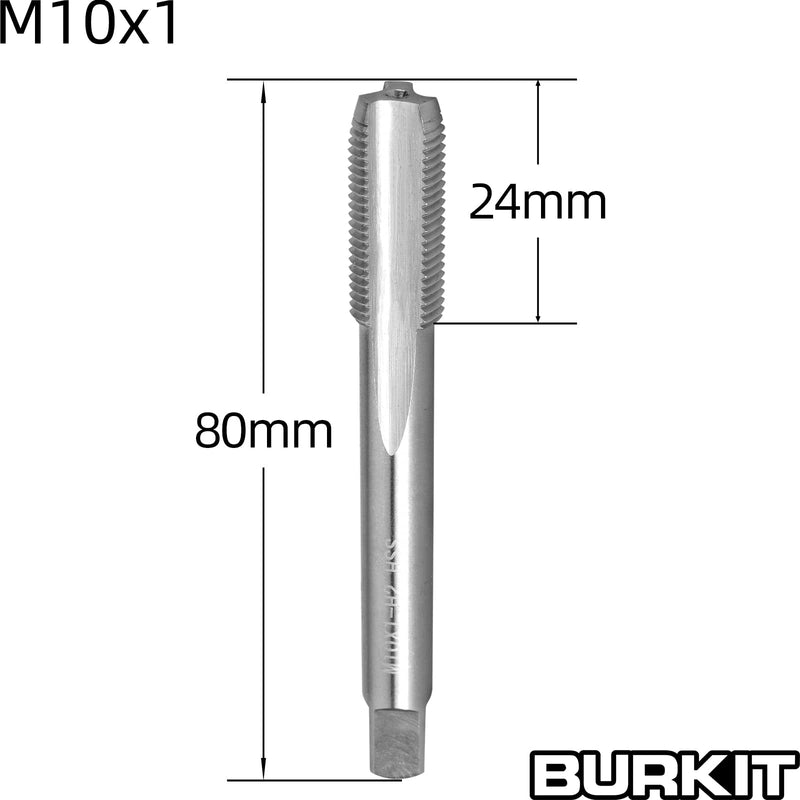 Burkit M10 X 1 Tap and Die Set, M10 x 1.0 Machine Thread Tap and Round Die Right Hand M10X1.0