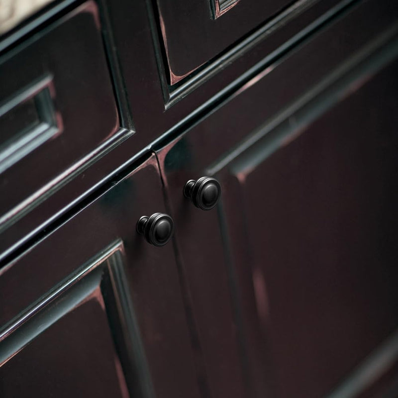 Goo-Ki 6 Pack Matte Black Round Cabinet Knobs – Smooth Domed Top with Subtle Flared Base Handles for Elegant Kitchen