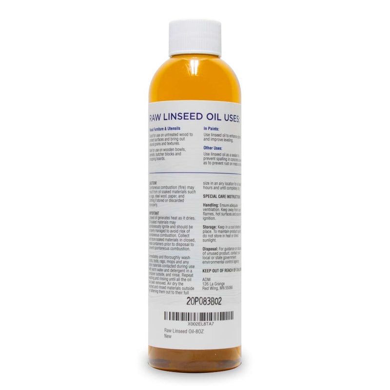Raw Linseed Oil – Flaxseed Wood Treatment Conditioner to Rejuvenate, Restore and Condition Wood Patio Furniture, Decks to Kitchen Cutting Boards, 8 oz Bottle 8 Fl Oz (Pack of 1)