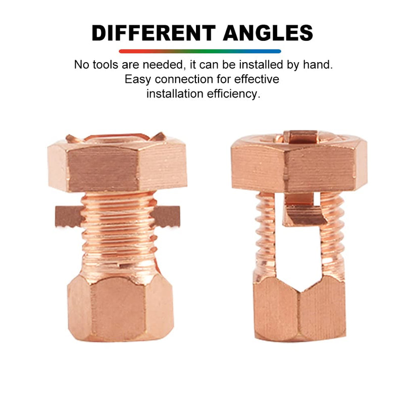 6PCS Split Bolt Connector Copper Grounding Clamps for Completing Ground Bonding to Bare Wires TJ-16
