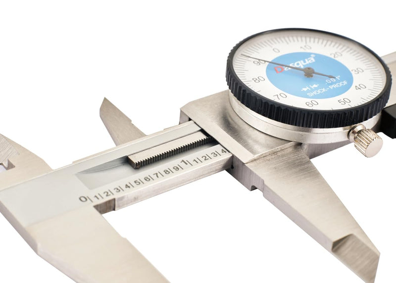 Dasqua 2210-8280 0-6" Stainless Steel Dial Caliper with Depth Gage 0-6" & Depth Gage Attach.